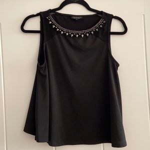 Topshop black top with neck detailing in size 2